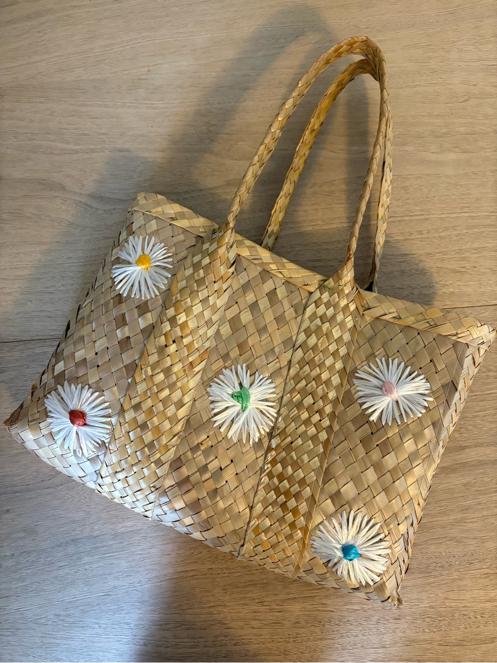 Woven Bag with Flowers